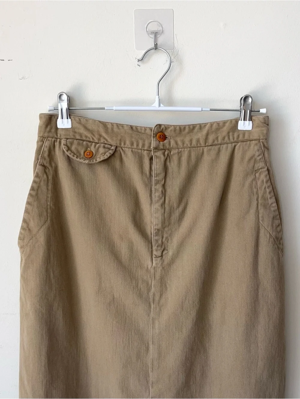 Vintage Ralph Lauren Country Khaki Skirt Size 12 Cotton Twill MiUSA Maxi Pencil